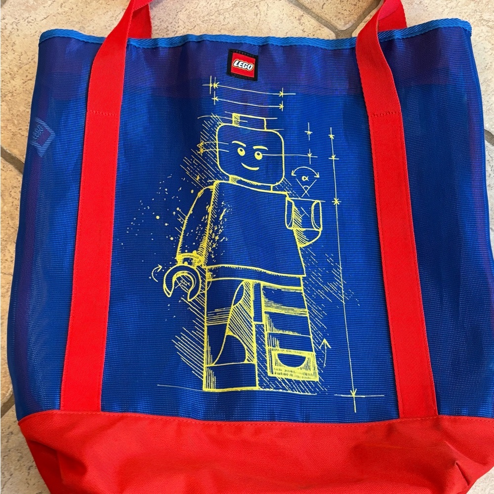 LEGO Large Mesh Red and Blue Graphic Tote Bag